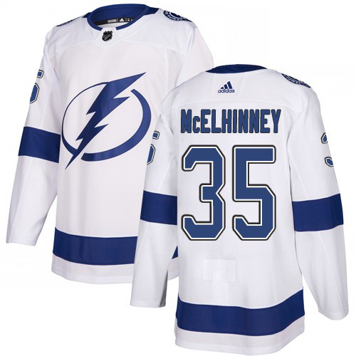 Adidas Tampa Bay Lightning Men 35 Curtis McElhinney White Road Authentic Stitched NHL Jersey
